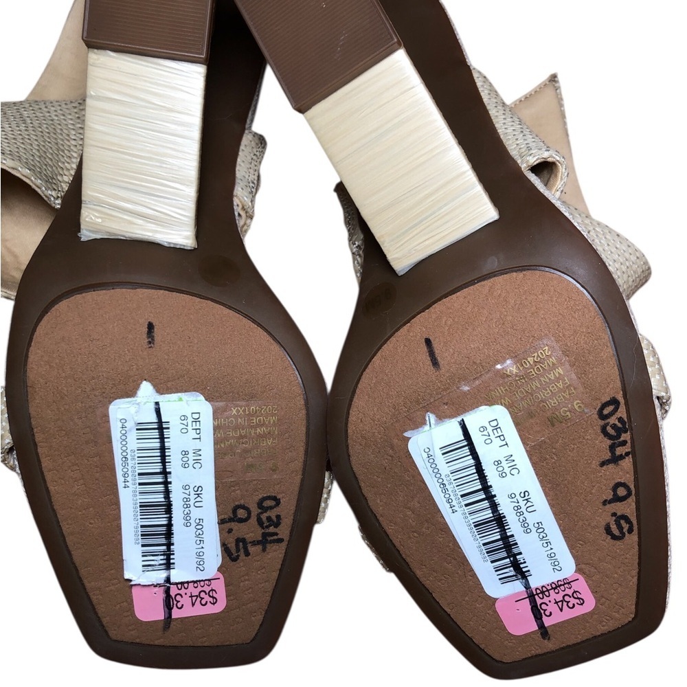 Gianni Bini Plumlee Asymmetrical Raffia Architectural Wedge Sandals 9.5 - Picture 4 of 7